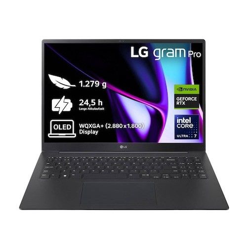 Prenosnik LG gram Pro 16 2v1 Intel Ultra 7-155H/32GB/SSD 2TB NVMe/40,6 cm (16") OLED 400 niti/RTX3050/Win11Pro, črn