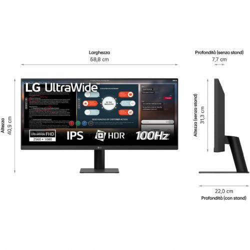 Monitor LG 29U511A-B 29U511AB (29U511A-B.AEU) 73.7cm (29"), 21:9, IPS, 350cd/m2,5ms, črna