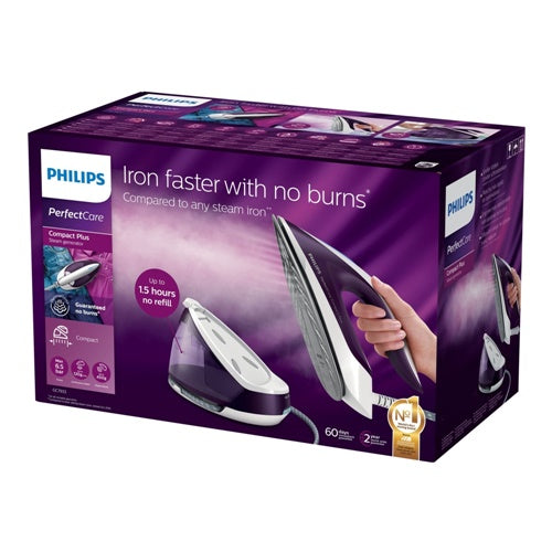 Philips PerfectCare Compact Plus GC7933/30 ironing station, 2400W, 1500 ml tank, steam 120 g/min, additional steam burst 450 g/min, pink/white
