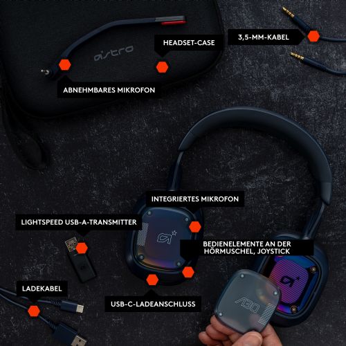 Slušalke Logitech A30 - NAVIJA/RDEČA