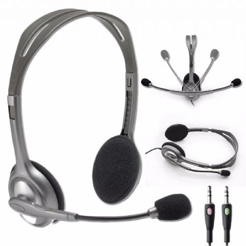 Slušalke z mikrofonom Logitech H110 sive