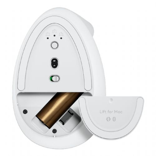 Miška Logitech Lift for Mac Vertikalna miška, ergonomska optična 6 gumbov, brezžična povezava Bluetooth Bolt USB sprejemnik umazano bel