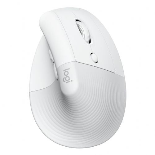 Miška Logitech Lift for Mac Vertikalna miška, ergonomska optična 6 gumbov, brezžična povezava Bluetooth Bolt USB sprejemnik umazano bel