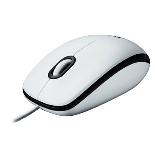 Logitech M100 wired optical mouse, white, double-sided, USB, for right-handed and left-handed users