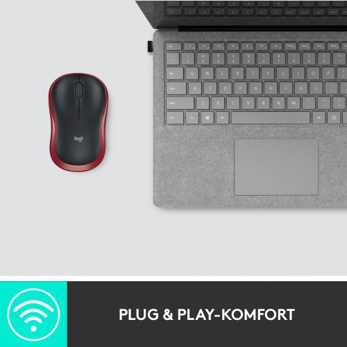 Miška Logitech M185 Wireless rdeča