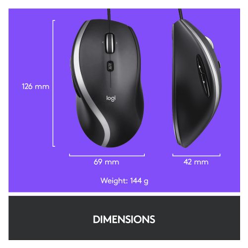 Miška Logitech M500s, žična, laserska, USB, črna