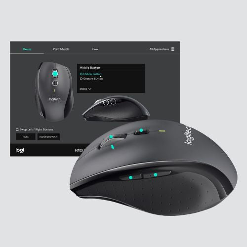 Brezžična miška Logitech M705, optična, črna
