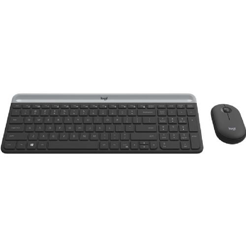 Tipkovnica in miška Logitech MK470 Slim Combo, grafitne barve brezžična
