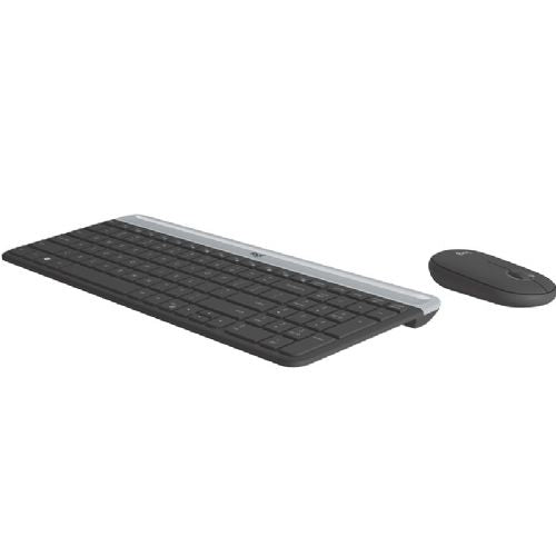 Tipkovnica in miška Logitech MK470 Slim Combo, grafitne barve brezžična