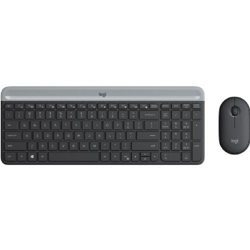 Tipkovnica in miška Logitech MK470 Slim Combo, grafitne barve brezžična