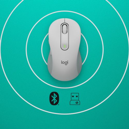 Brezžična miška Logitech Signature M650 for Business Mouse Bluetooth 2,4 GHz Bolt USB sprejemnik umazano bela