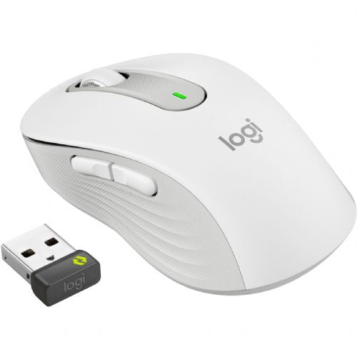 Brezžična miška Logitech Signature M650 for Business Mouse Bluetooth 2,4 GHz Bolt USB sprejemnik umazano bela