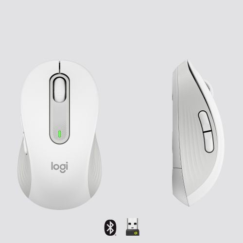 Brezžična miška Logitech Signature M650 for Business Mouse Bluetooth 2,4 GHz Bolt USB sprejemnik umazano bela