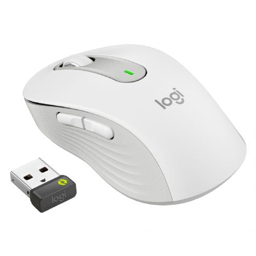 Brezžična miška Logitech Signature M650 for Business Mouse Bluetooth 2,4 GHz Bolt USB sprejemnik umazano bela