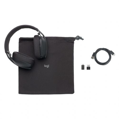 Brezžične slušalke Logitech Zone Vibe brezžične slušalke polne velikosti Bluetooth brezžične USB-C prek adapterja Bluetooth grafitno certificirano za Microsoft Teams