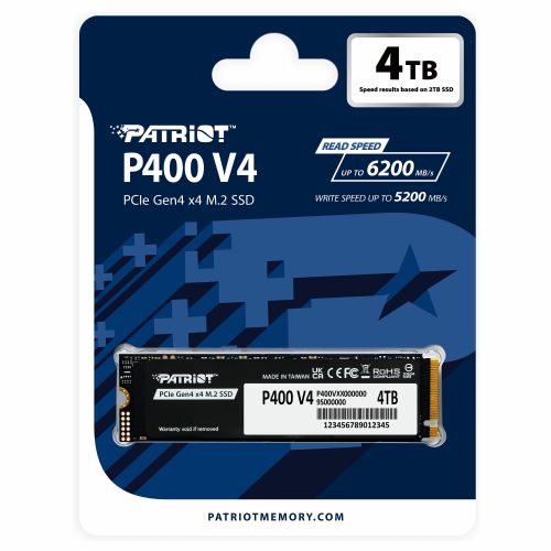Vgradni SSD disk Patriot P400 V4 4TB M.2 2280 PCIe 4.0 x4 NVMe 2.0 6200/5200 MB/s