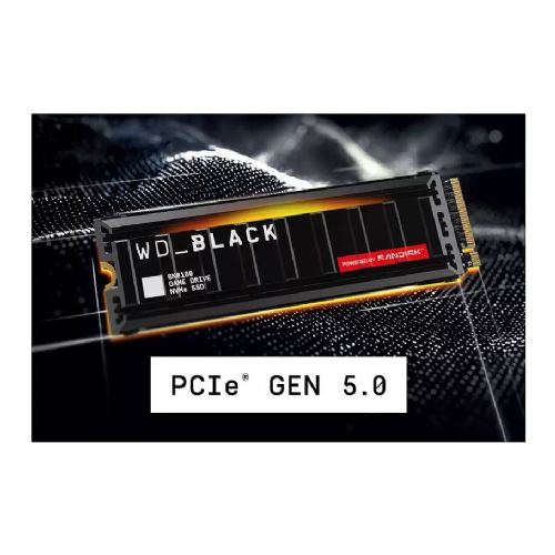 Vgradni SSD disk WD SN8100 8TB M.2 PCIe 5.0 NVMe s hladilnikom črne barve