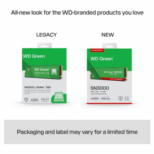 Vgradni SSD disk Western Digital Green SN3000 500GB, M.2 2280, NVMe, PCI Express 4.0, 3D QLC NAND