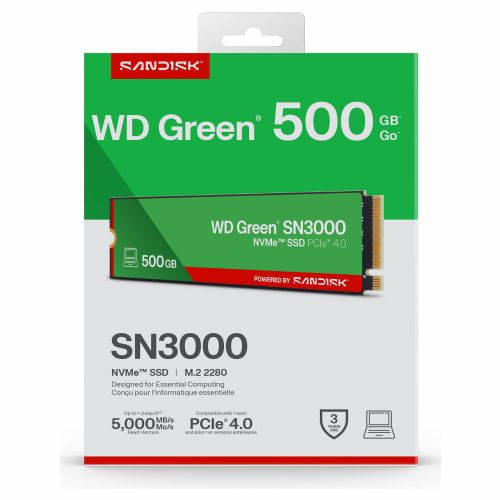 Vgradni SSD disk Western Digital Green SN3000 500GB, M.2 2280, NVMe, PCI Express 4.0, 3D QLC NAND