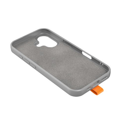 Matte Liquid Silicone Case with Strap with MagSafe for iPhone 17 Air - Gray-Orange