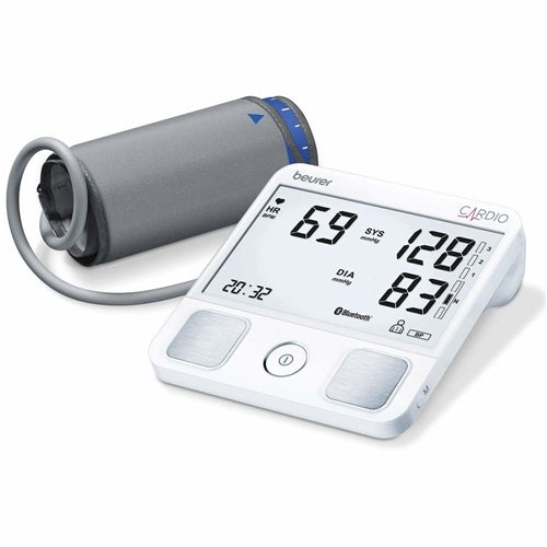 Merilnik krvnega tlaka Beurer BM 93, za nadlaht, 23-43 cm, do 60 prostorov, Bluetooth, integrirane EKG elektrode, bela