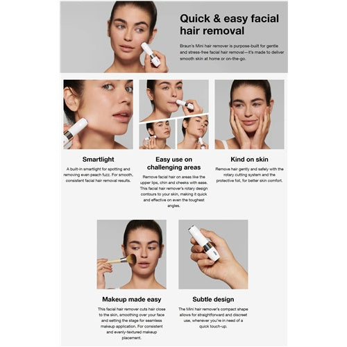 Mini odstranjevalec obraznih dlak Braun Face FS1000, bela/krom