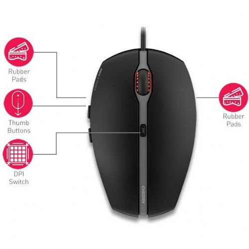 Miška Cherry GENTIX 4K, 3.600 dpi, črna