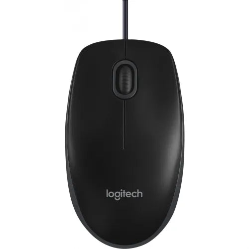 Logitech B100 800dpi optical mouse, 3 buttons, wired USB, comfortable for both hands