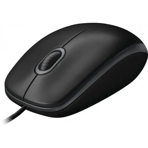 Logitech B100 800dpi optical mouse, 3 buttons, wired USB, comfortable for both hands