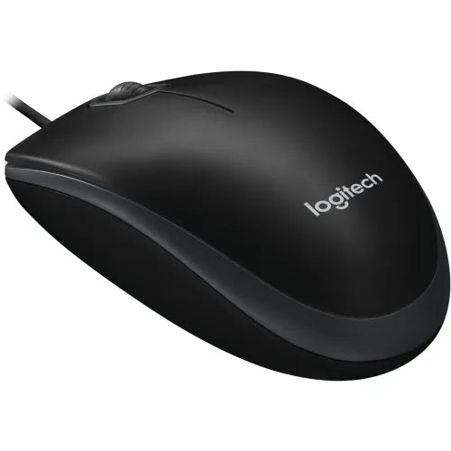 Logitech B100 800dpi optical mouse, 3 buttons, wired USB, comfortable for both hands