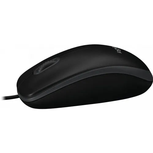 Logitech B100 800dpi optical mouse, 3 buttons, wired USB, comfortable for both hands