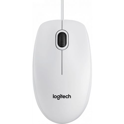 Miška Logitech B100 Optical USB Mouse, 800 dpi, bela