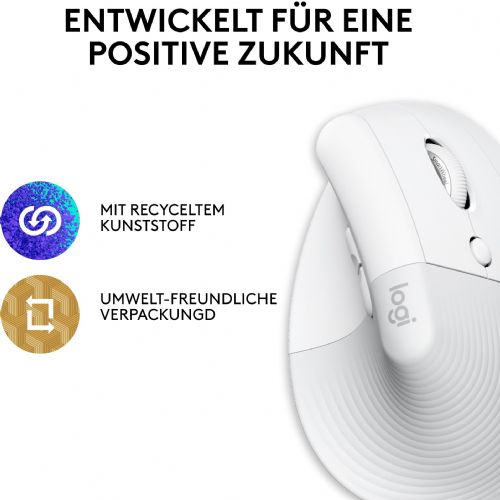 Miška Logitech Lift za Mac (bela, Bluetooth, združljiva z macOS in iPadOS)