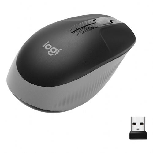 Logitech M190 wireless mouse, ergonomic, 1000 dpi, right-handed, black/graphite