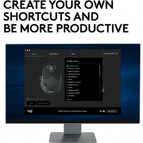 Miška Logitech M720 Triathlon, 1000 dpi, črna