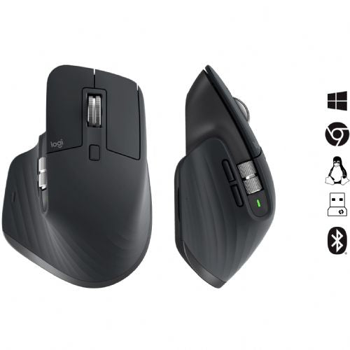 Miška Logitech MX Master 3S, 8.000 dpi, 7 gumbov, Bluetooth, grafitna