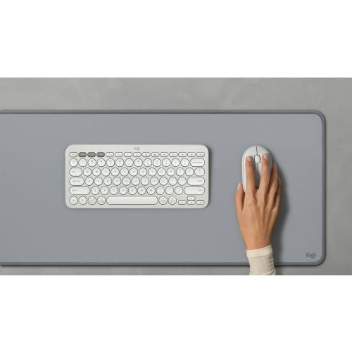 Miška Logitech Pebble Mouse 2 M350s (bela, Bluetooth, za Windows/macOS/iPadOS/Android/ChromeOS/Linux)