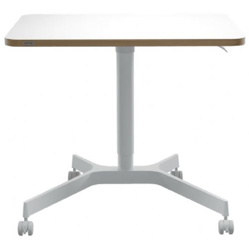 Leitz Ergo 65360001 lift desk, 80 × 60 cm, white, on wheels