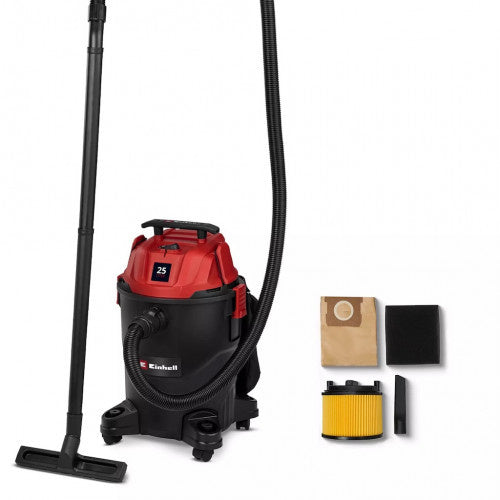 Einhell TC-VC 2555 wet-dry vacuum cleaner, 850 W, 25 l, blowing function, 3 m cable, black/red