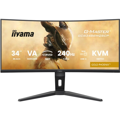 Monitor Iiyama G-Master GCB3486WQSCP-B1 GOLD PHOENIX 86,4 cm (34"), črnA, WQHD, ukrivljen, VA, Free-Sync Premium, USB-C, 240Hz zaslon, črna