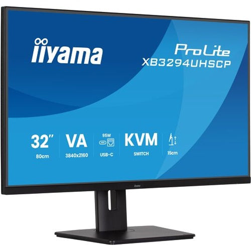 Monitor Iiyama ProLite XB3294UHSCP-B1 (80 cm (31,5"), črn (mat), UltraHD/4K, VA, HDMI, DP, USB-C, USB-hub)