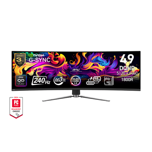 Monitor MSI MPG 491CQPXDE QD-OLED 124,5 cm (49-palčni), DQHD, ukrivljen, 5120 x 1440, 32:9, 1.000 cd/m², 240 Hz, USB-vozlišče, USB-C