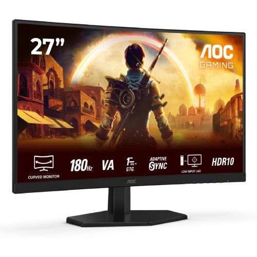 Monitor AOC C27G42E 27" FullHD ukrivljen, 180Hz, 1ms, HDR, Adaptive-Sync, črna