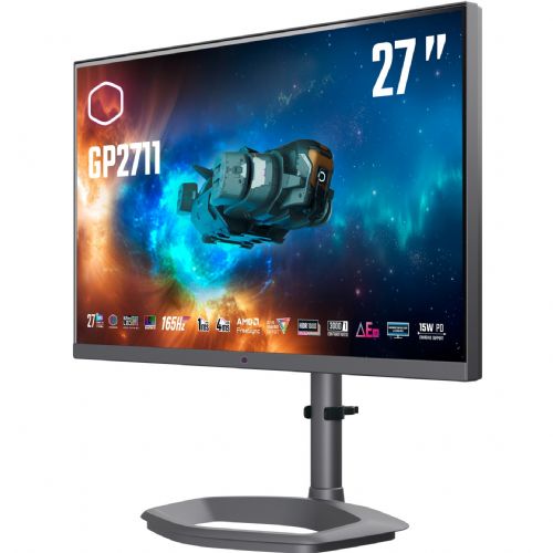 Monitor Cool Master Tempest GP2711, 68,5cm (27"),2560x1440,16:9,VA,600cd/m2,165Hz,1ms,USB-C(15W),črna