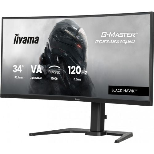 Monitor Iiyama G-Master GCB3482WQSU-B1 BLACK HAWK 86,4 cm (34"), WQHD, ukrivljen, VA, Free-Sync Premium, USB-C, 120Hz zaslon, črna