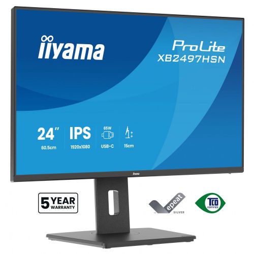 Monitor Iiyama ProLite XB2497HSN-B1 23,8" IPS, Full HD, 100 Hz, USB-C, Daisy Chain