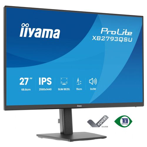Monitor Iiyama ProLite XB2793QSU-B1 27", QHD, IPS, nastavljiva višina, HDMI/DP/USB