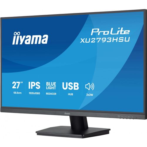 Monitor Iiyama ProLite XU2793HSU-B7 (68,6 cm (27 zoni), črn (mat), FullHD, IPS, USB-vozlišče, HDMI, DP, 100Hz zaslon)