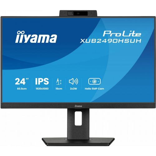 Monitor Iiyama ProLite XUB2490HSUH-B2 (60,5 cm (24" ), FullHD, IPS, spletna kamera, mikrofon, USB-vozlišče, 100Hz zaslon, črna