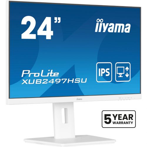 Monitor Iiyama ProLite XUB2497HSU-W2 (60,5 cm (23,8"), bel (mat), FullHD, IPS, USB vozlišče, 100Hz plošča)